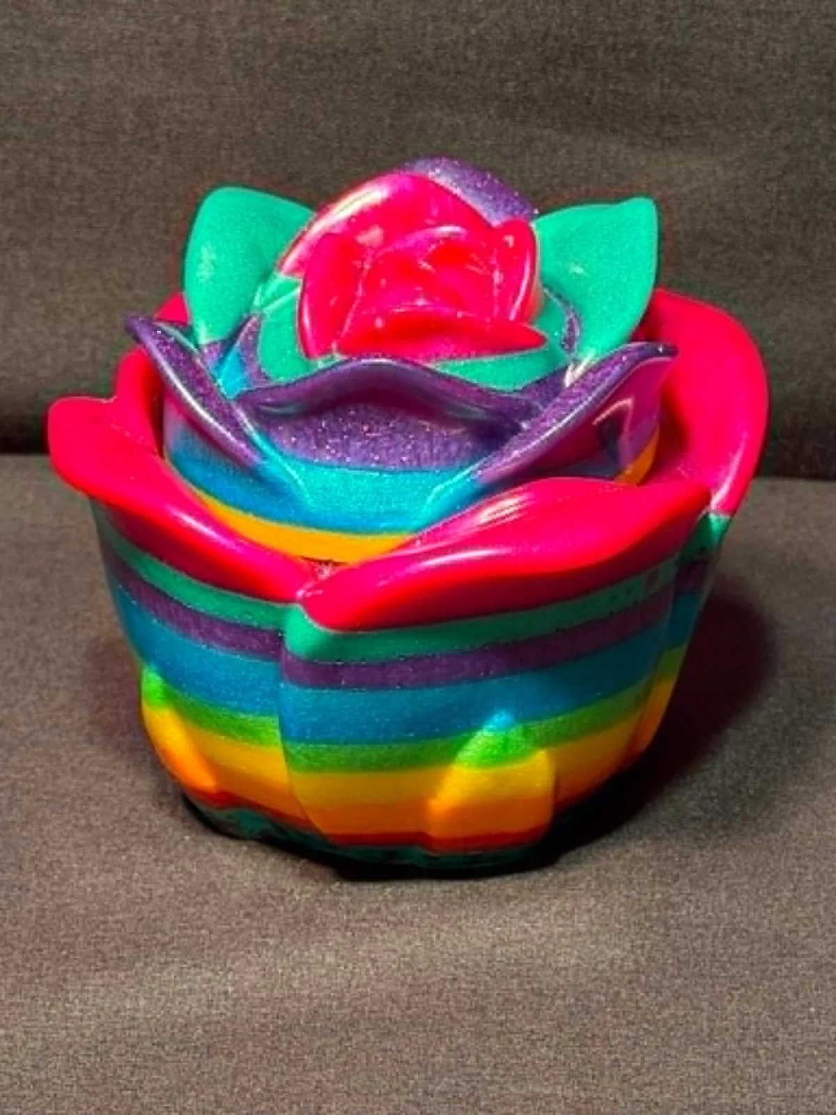 Neon Rainbow Rose Trinket Box
