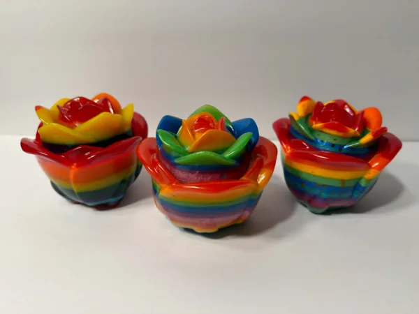 Rainbow Rose Trio with Painted Petals